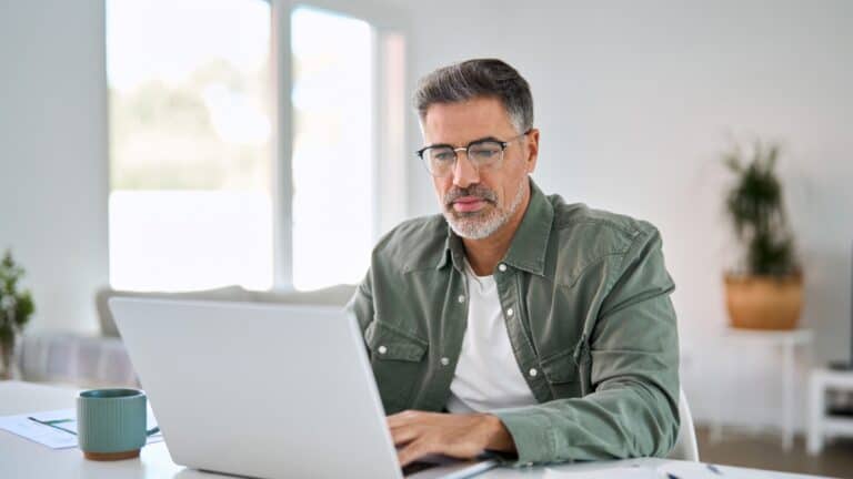 man working on laptop