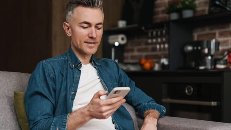 Man using smartphone