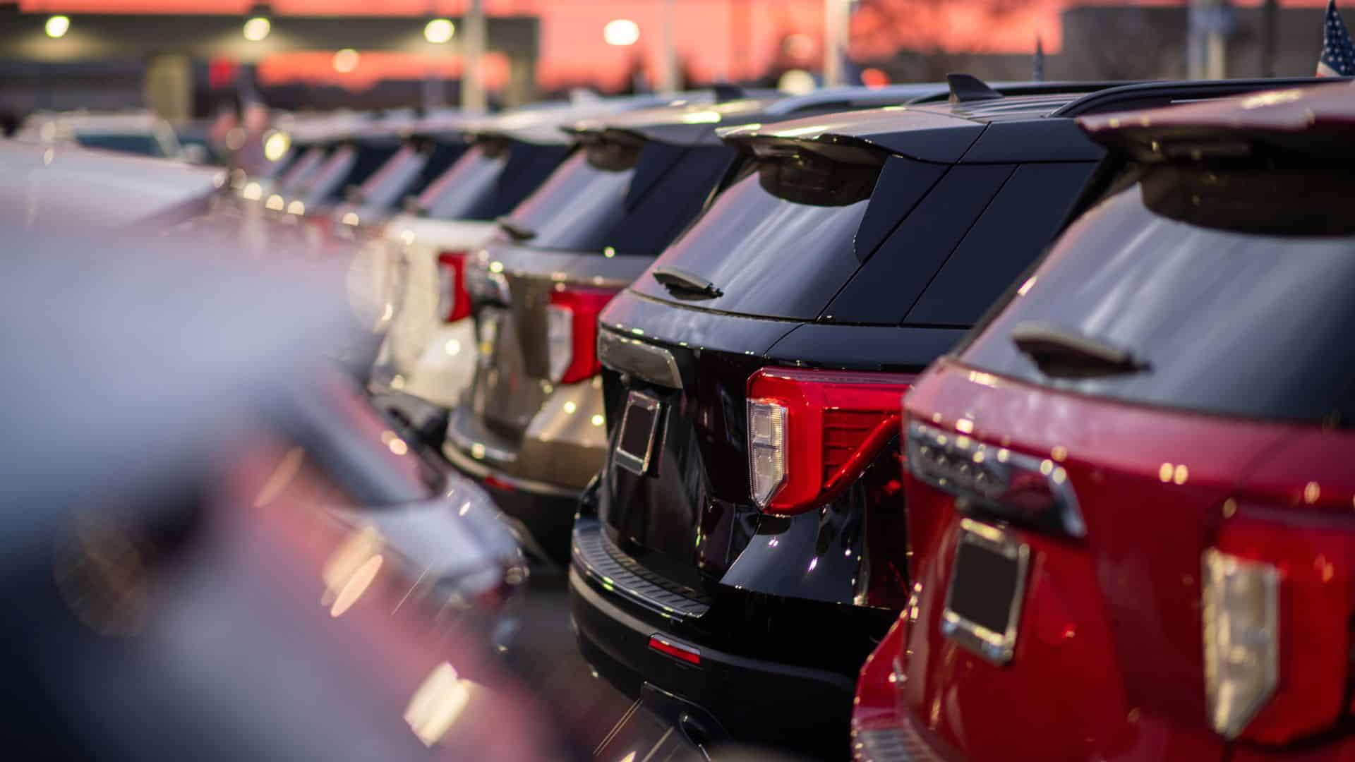 SUVs at car dealership