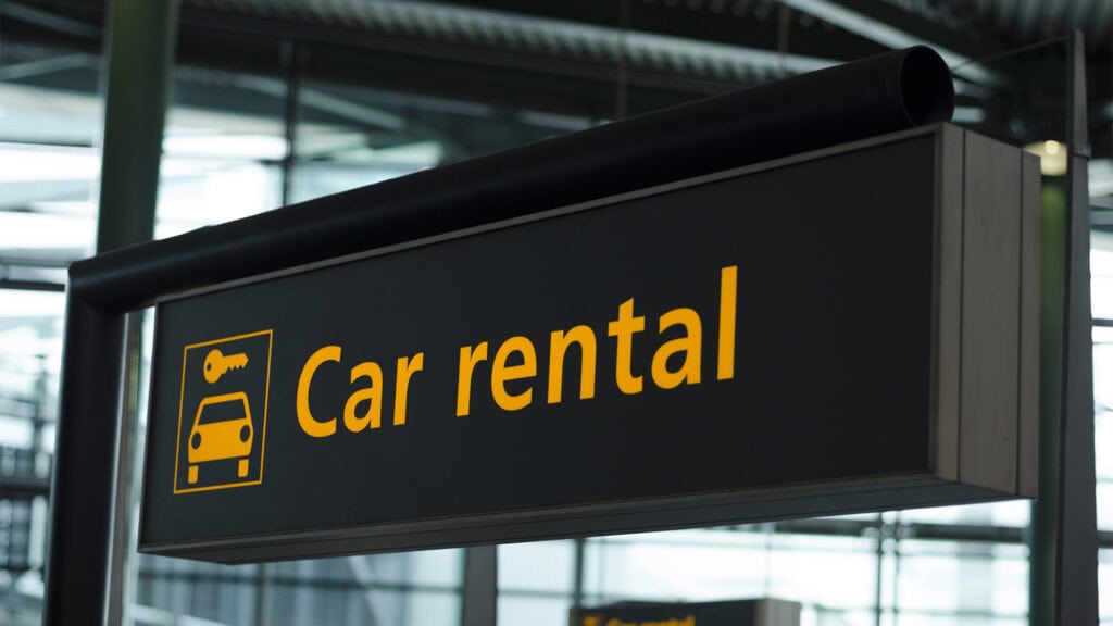 Car rental sing at airport.