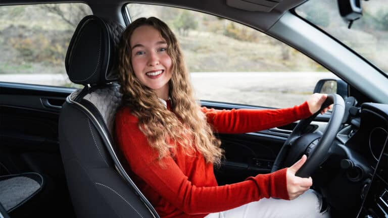young girl driving