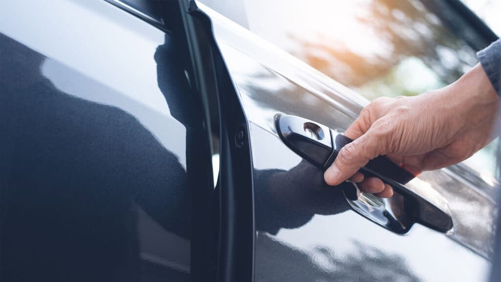 car door handle. opening a door.
