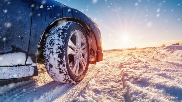 car wheel in snow.