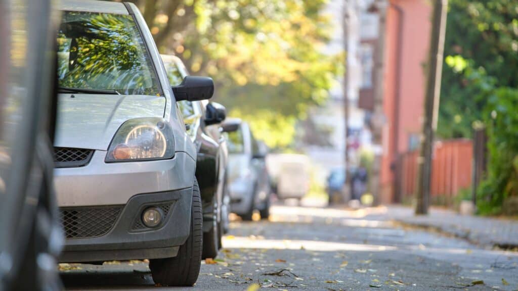 cars parked on road