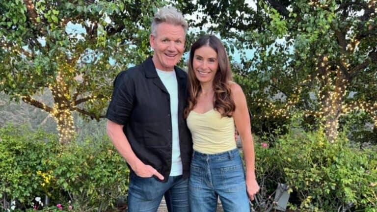Gordon Ramsay and wife Tana enjoying a beautiful day outside in a garden