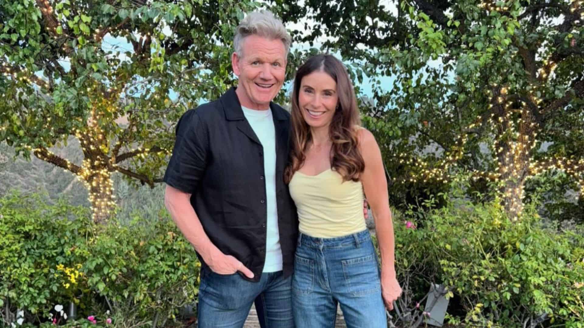 Gordon Ramsay and wife Tana enjoying a beautiful day outside in a garden