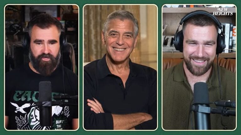 Jason Kelce, George Clooney, Travis Kelce talk on the New Heights podcast