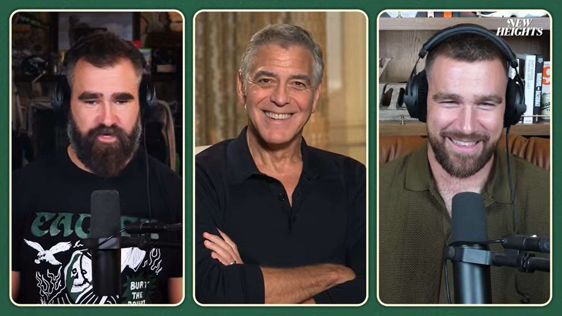 Jason Kelce, George Clooney, Travis Kelce talk on the New Heights podcast