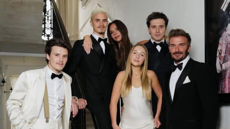 The Beckham Family in formal wear at an event