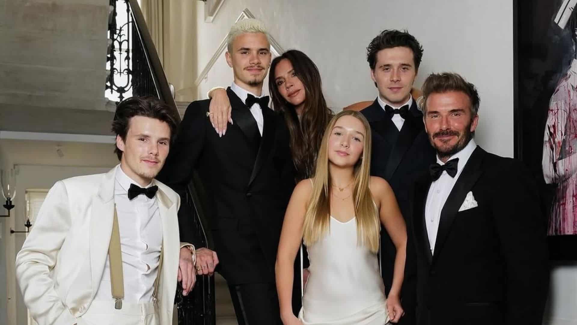 The Beckham Family in formal wear at an event