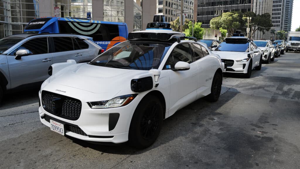 Waymo cars in San Francisco.