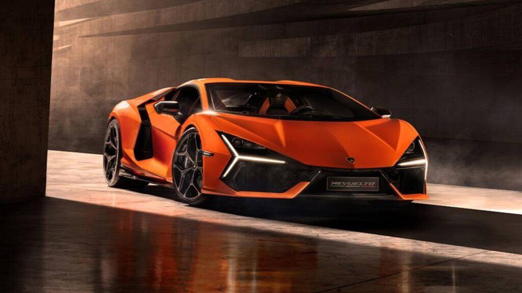 The sleek Lamborghini Revuelto in orange