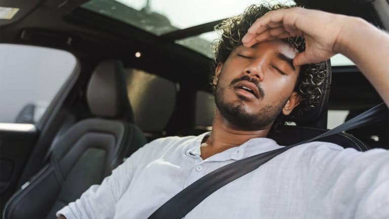 Feeling sick in the car.