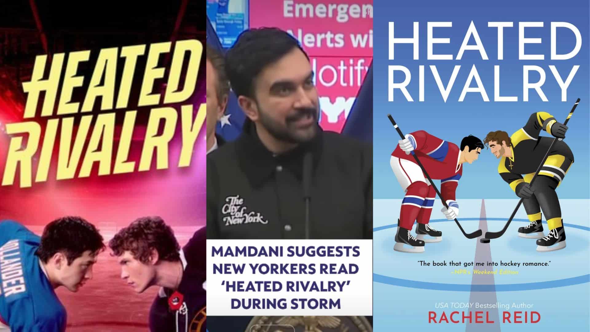 Screen shot of Mamdani reccomending the city of New York to read Heated Rivalry during snowstorm