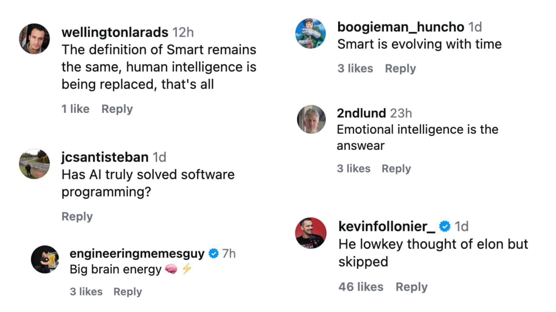 Instagram responses