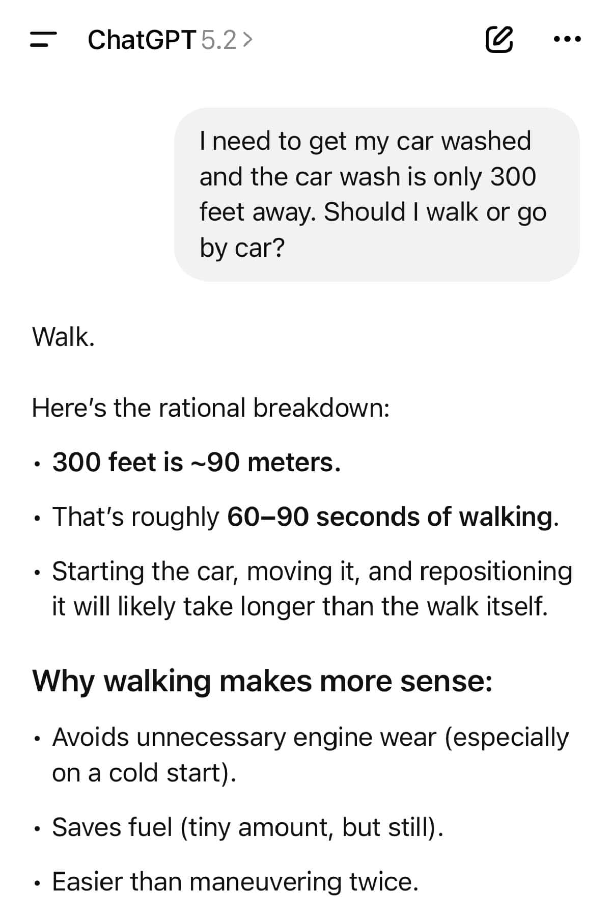 Chat GPT car was question