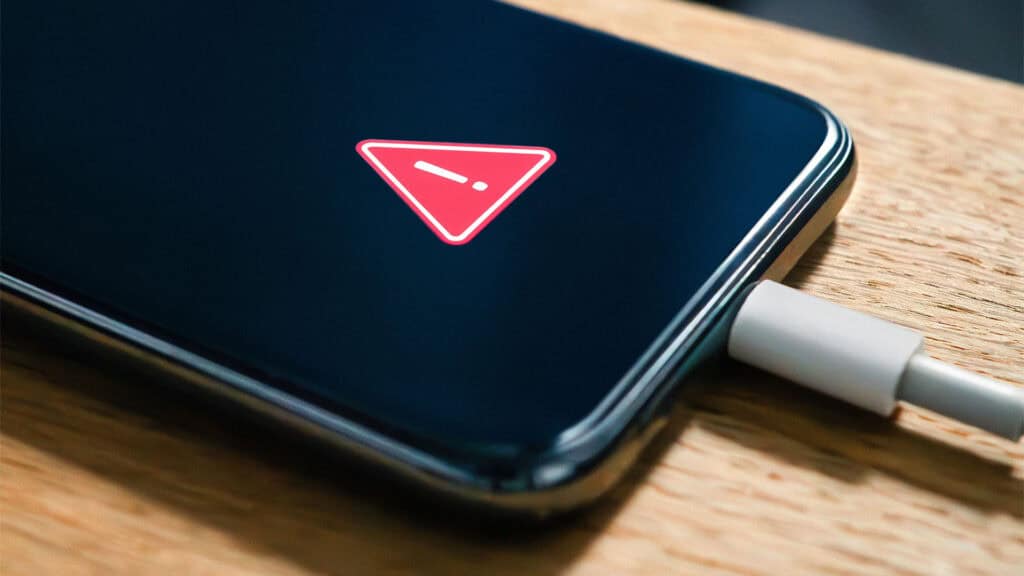 Mobile phone charging hazard.