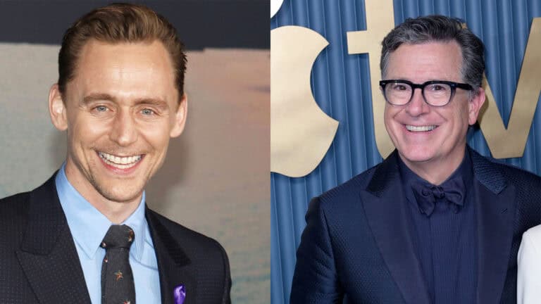 Stephen Colbert and Tom Hiddleston