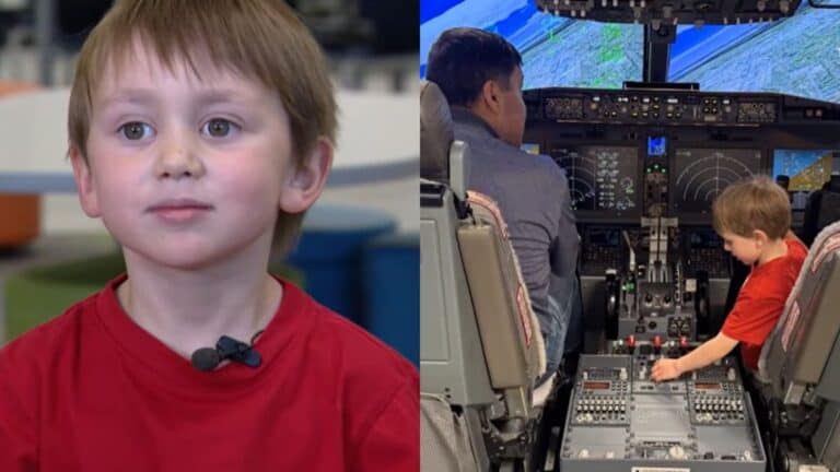 Williams sitting in a flight simulator
