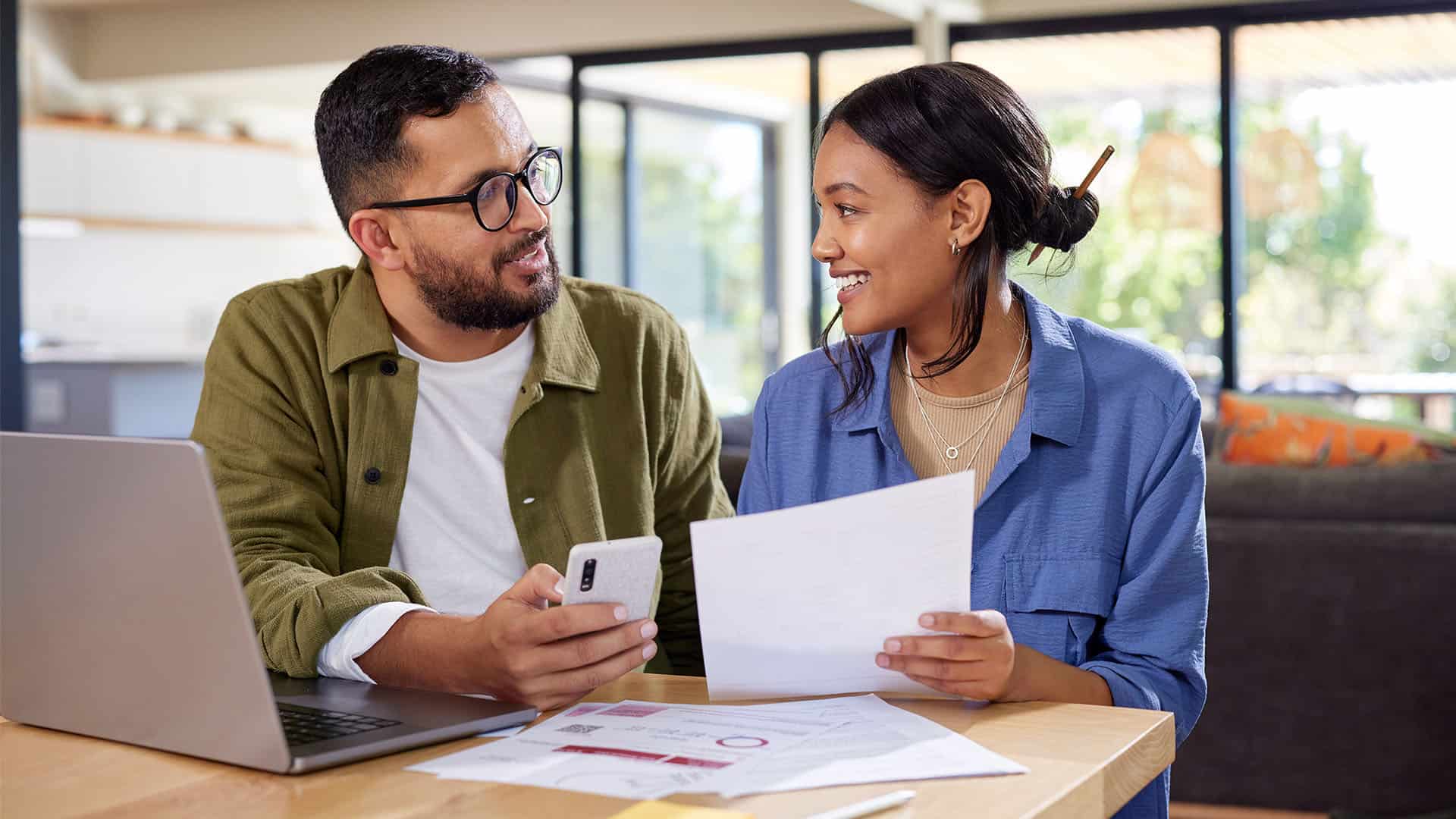 Couple doing finances budgeting.