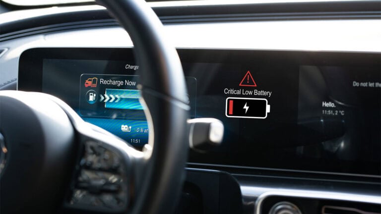 EV car range dashboard.