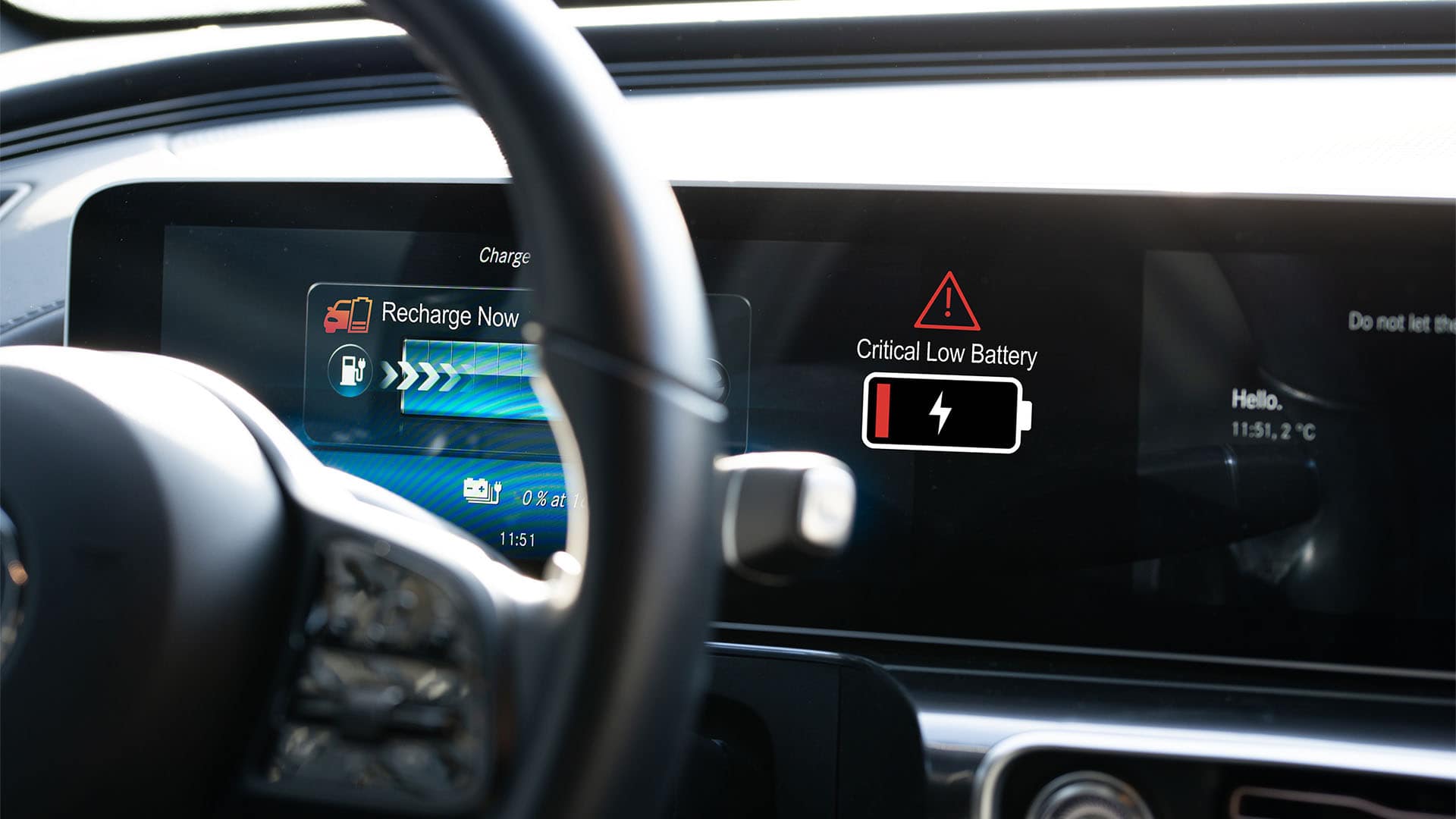 EV car range dashboard.