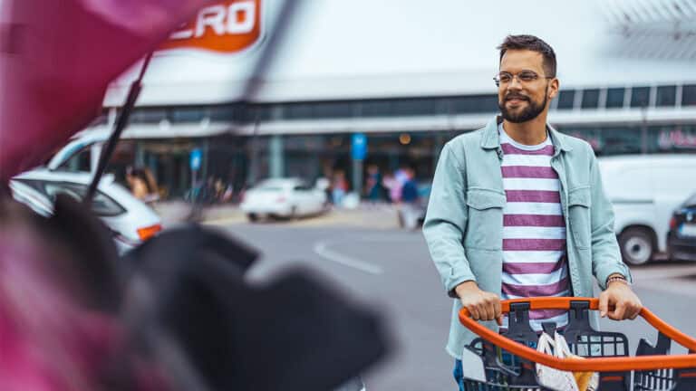 Grocery store parking lot.