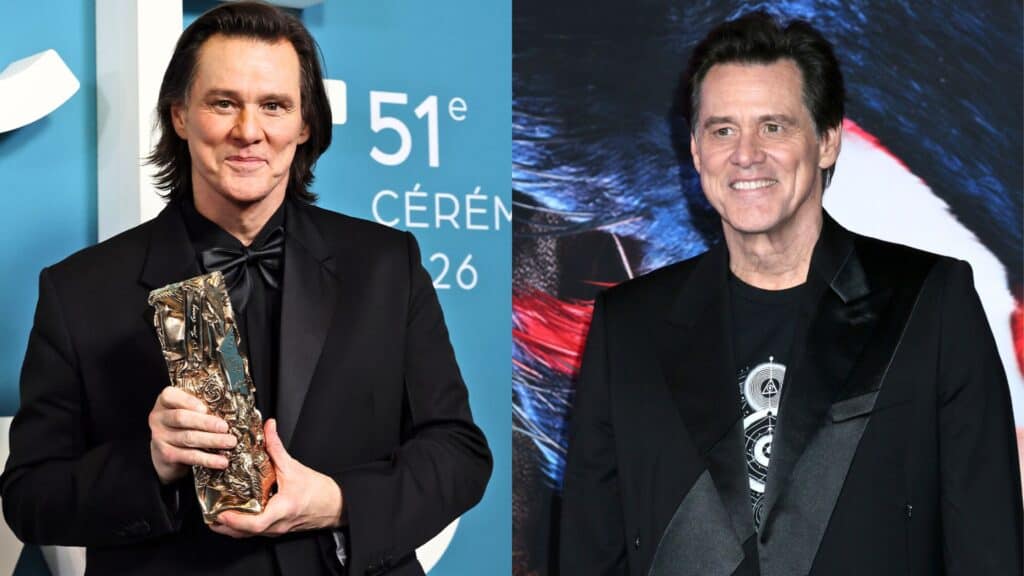 Jim Carrey holding an award