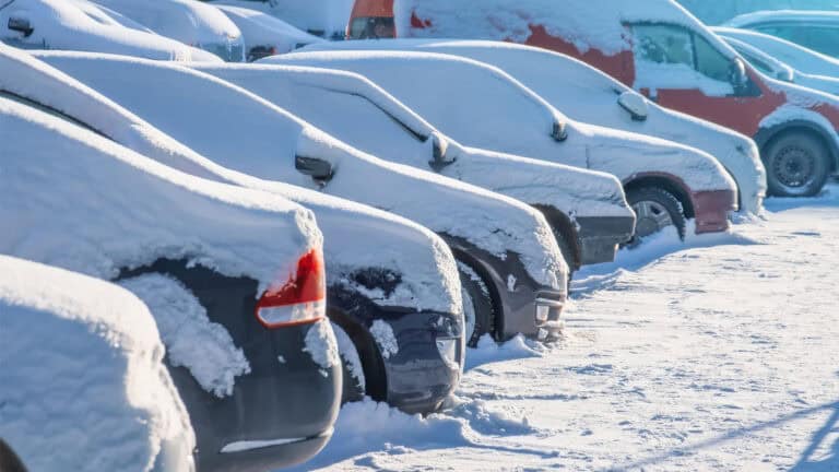 Parking lot winter snow.