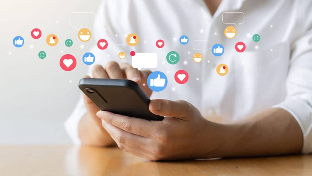 Posting on social media phone.