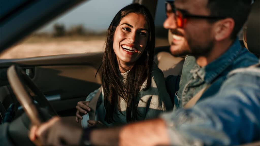 couple driving.