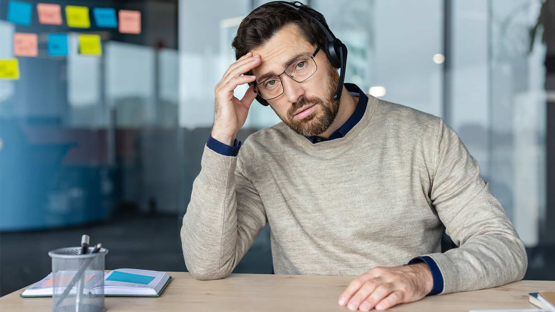 exhausted business man.