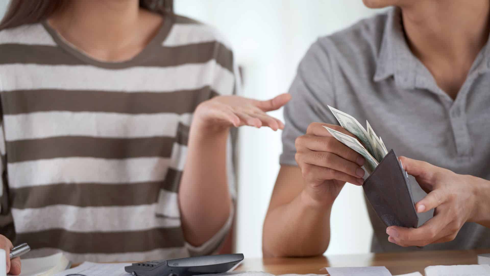 woman asking her husband money