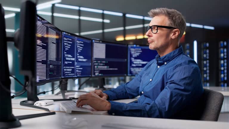 working on a computer.