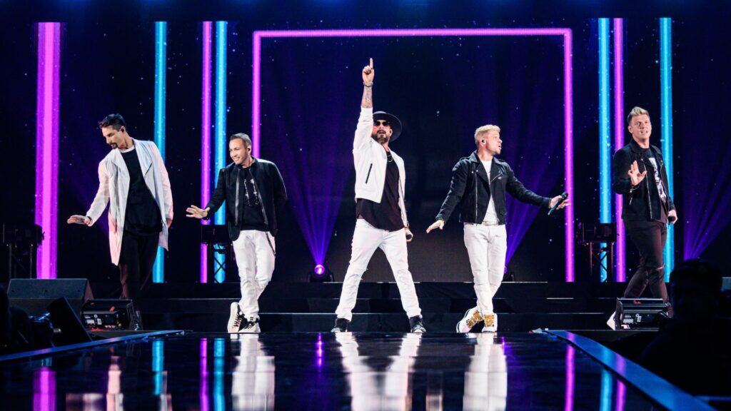 Backstreet Boys performing live on stage