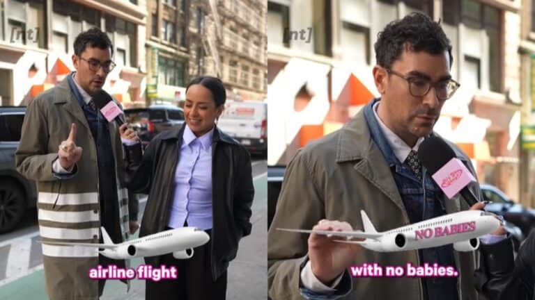 Dan Levy speaking about no baby flight