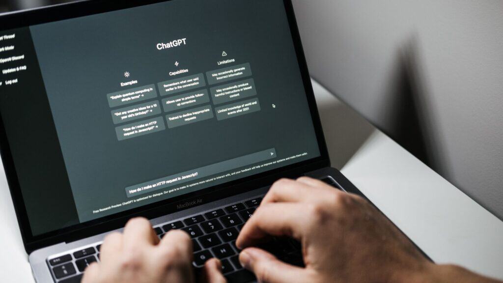 Man search for information using chatgpt