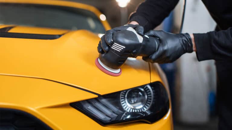 Polishing a car painting