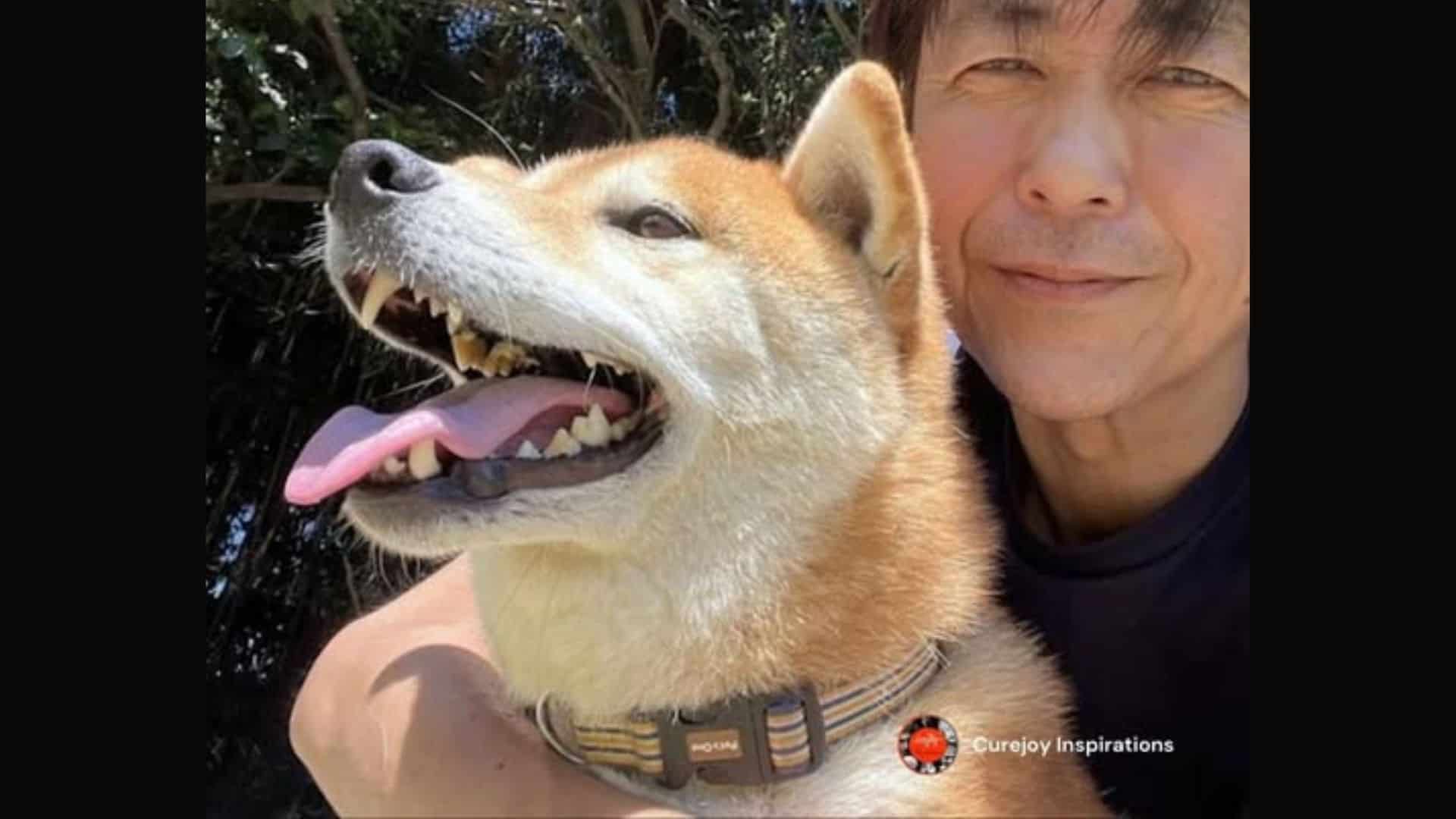 Hirotaka Saito with his dog