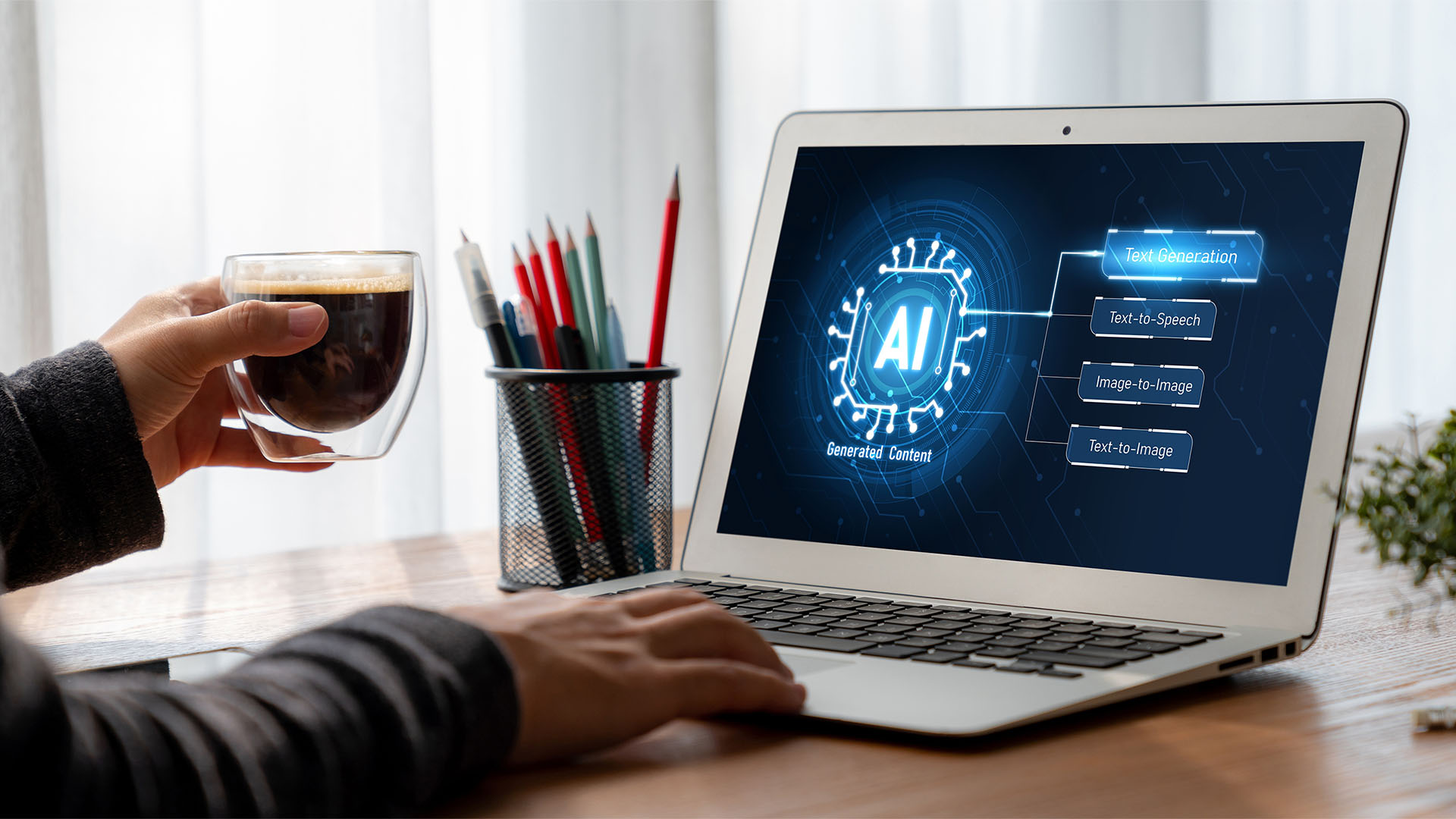 Using AI on a laptop.