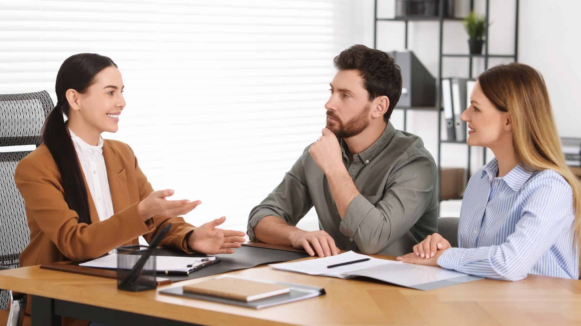 couple consulting with a lawyer