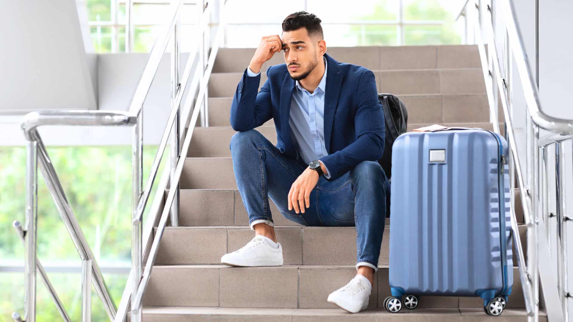 man taking a flight