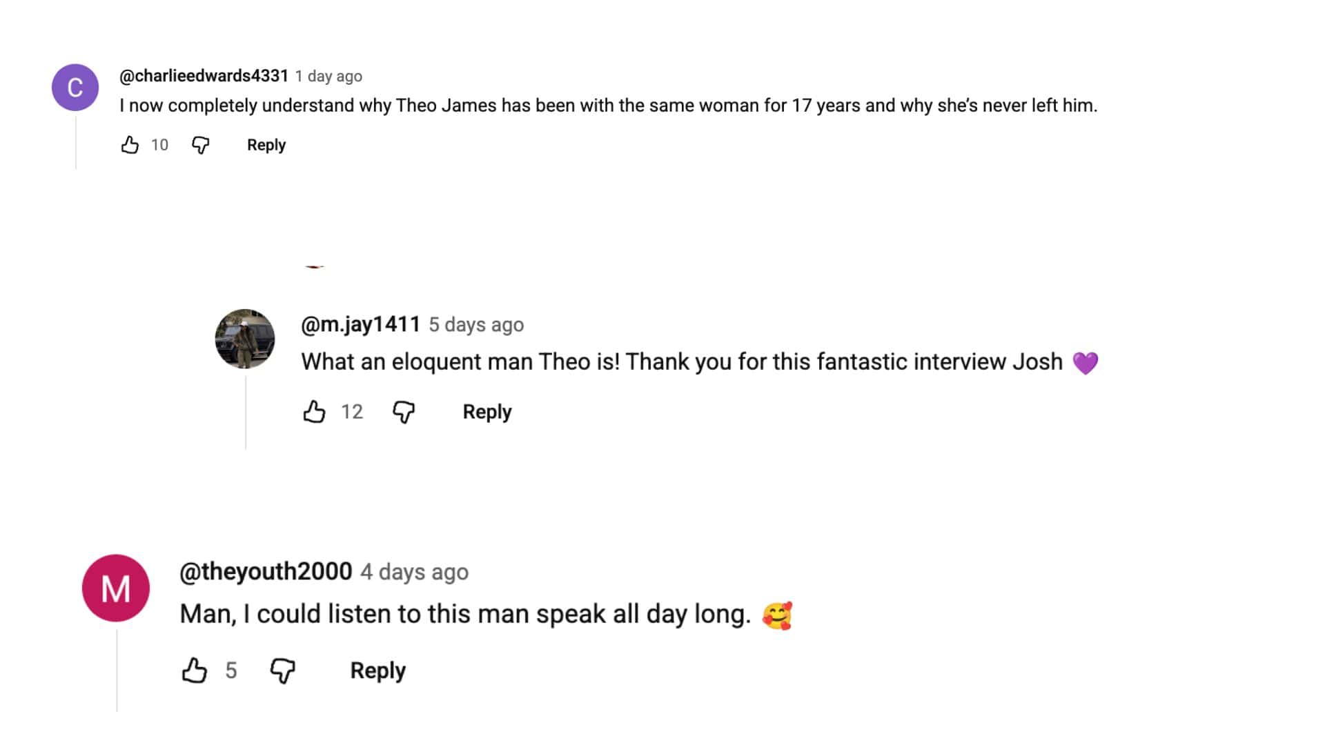 theo james reactions