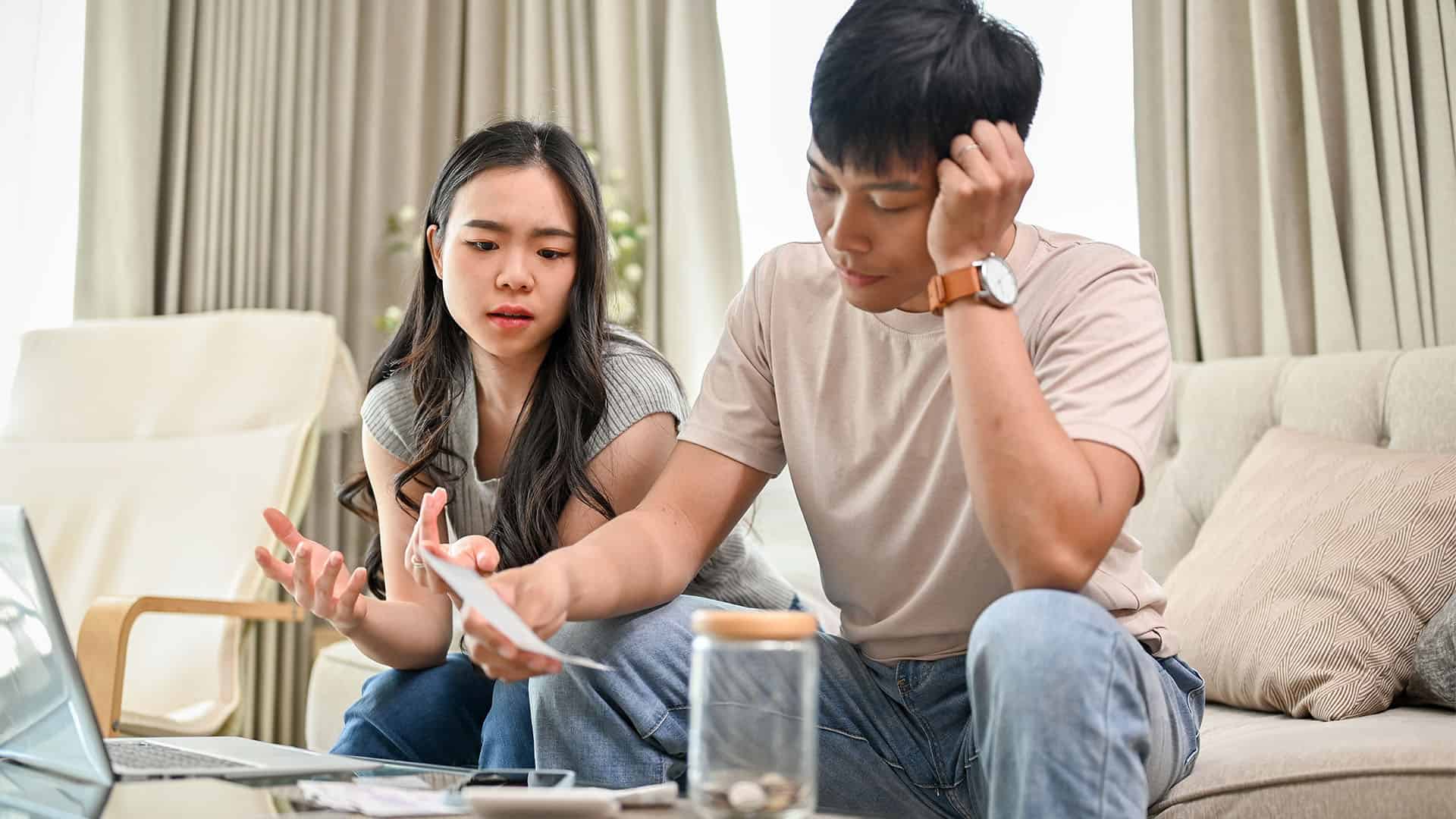 A couple argue about money.