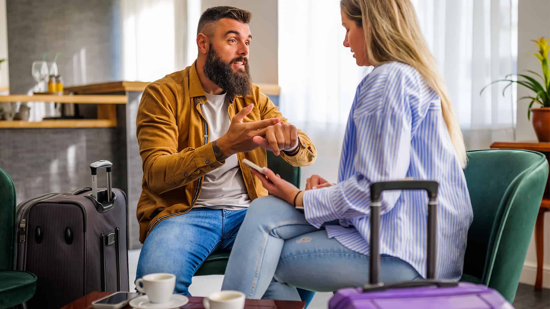 A couple argues about traveling plans