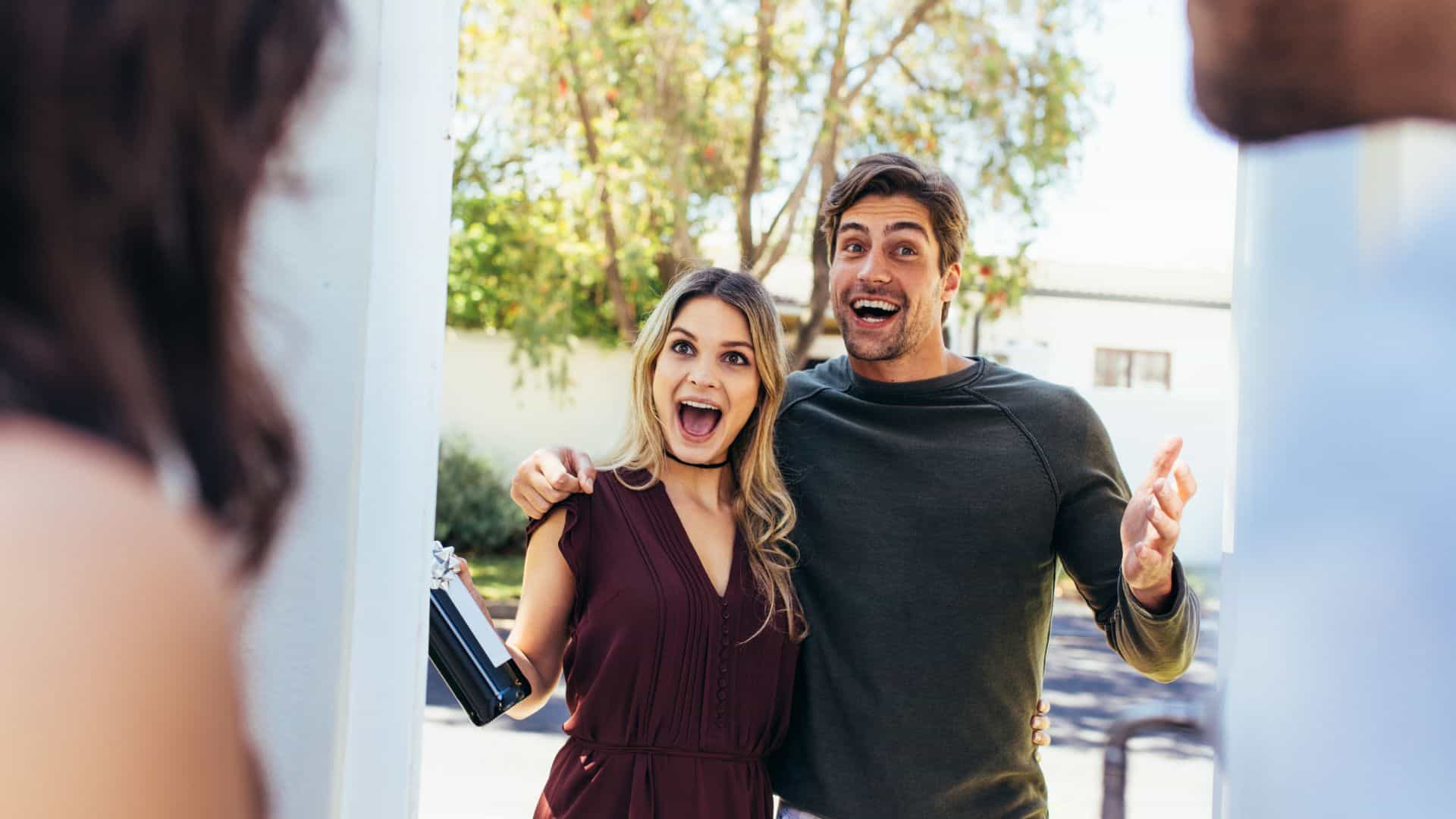 Couple at the entrance door