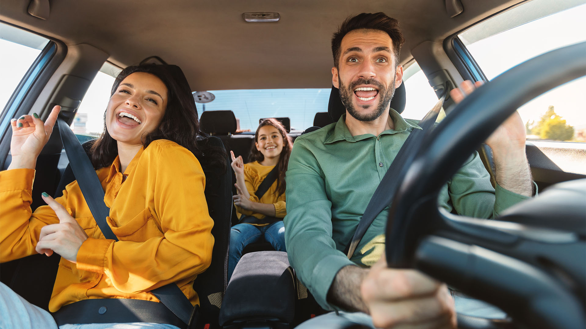 Family driving on a vacation