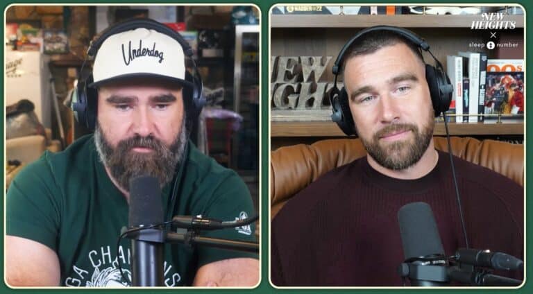 Jason Kelce and Travis Kelce on New Heights Podcast