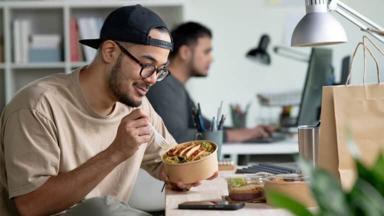 Man having a lunch in the office