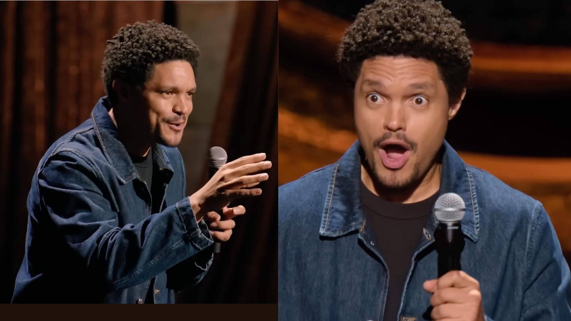 Trevor Noah doing a stand up comedy skit